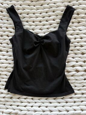 Women's Black Tank Top with Sweetheart Neckline